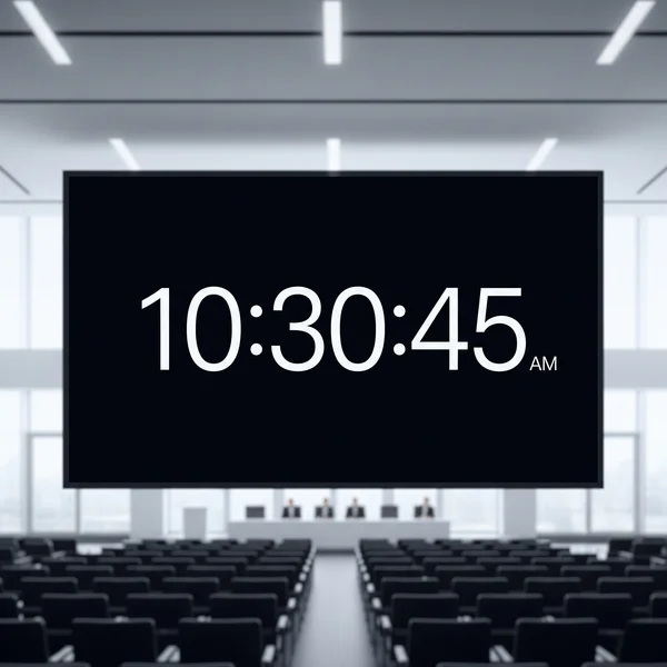 Full screen online clock ensuring clear visibility from distance.