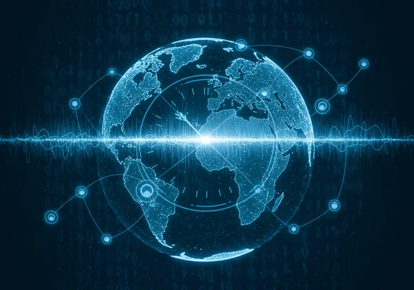 Abstract global network connecting to atomic time sources