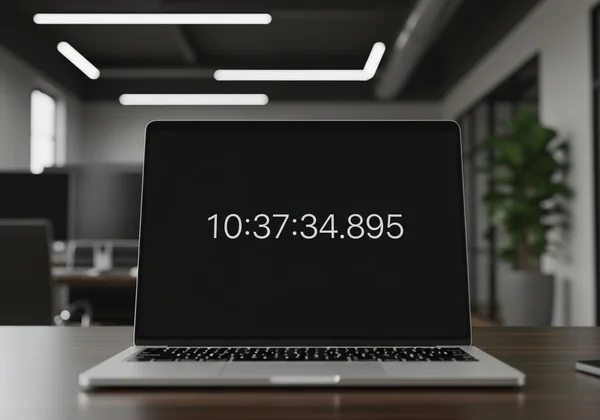 Digital clock showing precise time on a computer screen