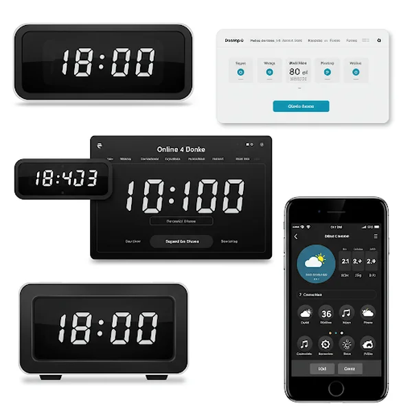 Numeric time displays on various devices