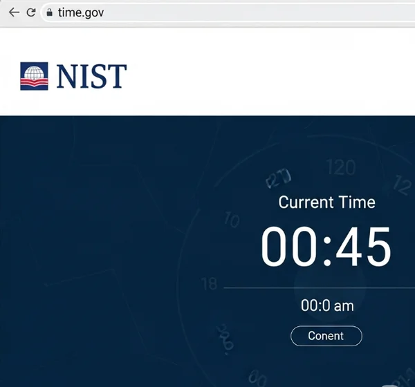 Time.gov website screenshot, accurate time display