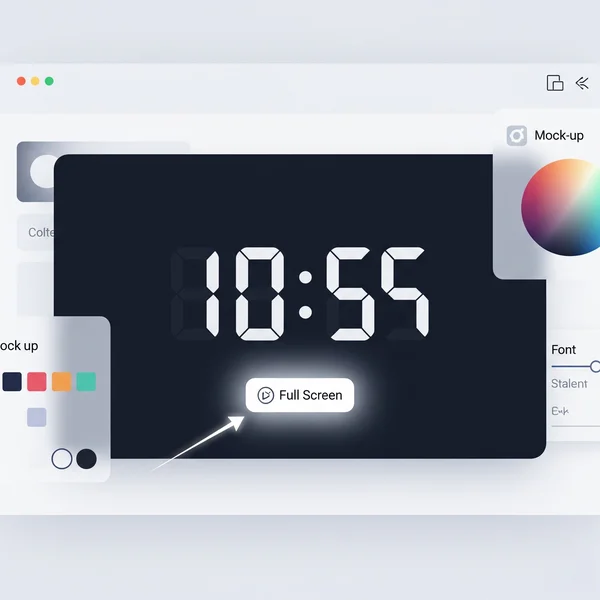 Activating full screen mode on customizable online digital clock.
