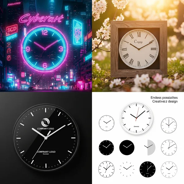 Collage of aesthetic clock designs: minimalist, cozy, pro.