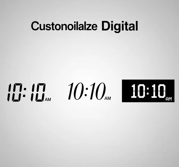 A selection of different clock fonts for a personalized clock.