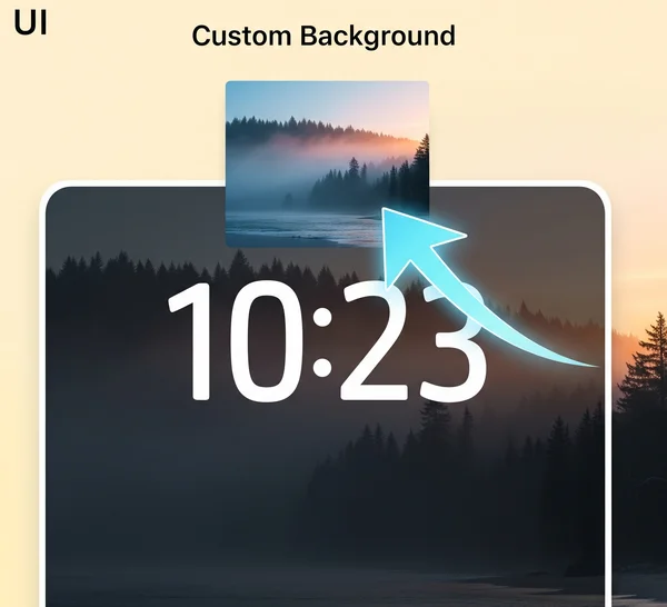 Uploading a custom background image for an online digital clock.