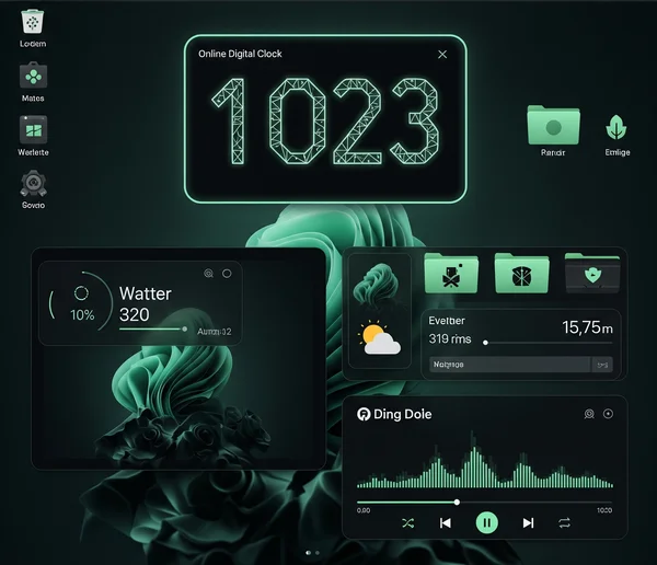 A cool clock display integrated with desktop customization.