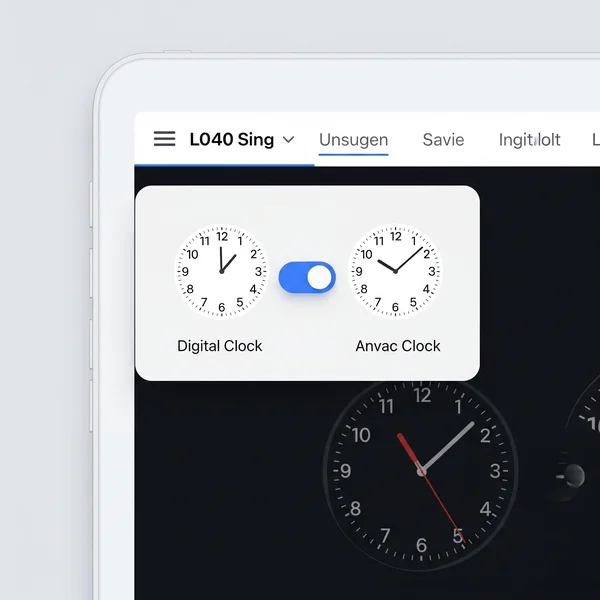 Screenshot of clock view toggle on control panel