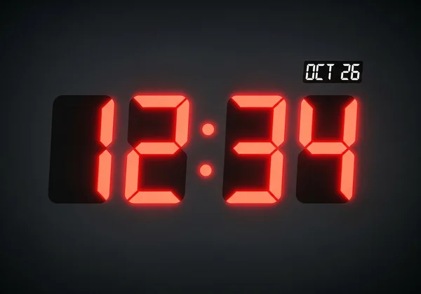 Full-screen digital clock interface with zoom controls.