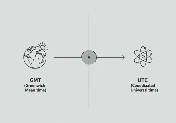 Infographic comparing GMT earth rotation and UTC atomic clock.