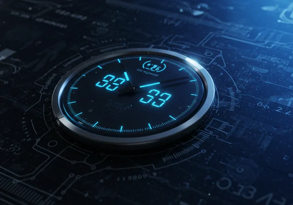 Optimized digital clock, symbolizing peak precision